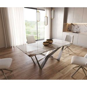 Jedálenský stôl Edge 200x100 keramický Minas Melange biely a béžový vyobraziť