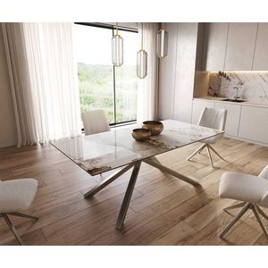 Jedálenský stôl Edge 200x100 keramický Minas Melange biely a béžový vyobraziť