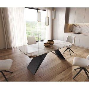 Jedálenský stôl Edge 200x100 keramický Minas Melange biely a béžový vyobraziť