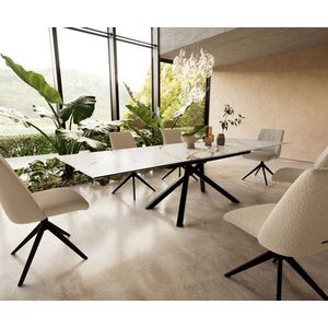 Jedálenský stôl Edge 200-300x100 keramický Calacatta Luxe bielo-zlato vyobraziť