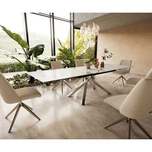 Jedálenský stôl Edge 200-300x100 keramický Calacatta Luxe bielo-zlato vyobraziť