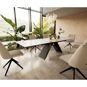 Jedálenský stôl Edge 200-300x100 keramický Calacatta Luxe bielo-zlato vyobraziť