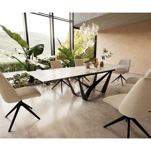 Jedálenský stôl Edge 200-300x100 keramický Calacatta Luxe bielo-zlatý vyobraziť