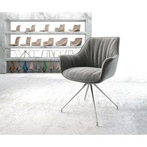 Otočná stolička Keila-Flex s podrúčkami zamatovo sivá krížová podstava vyobraziť