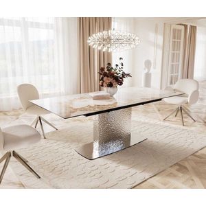 Jedálenský stôl Edge 180-220x100 keramický Minas Melange bielo-béžový vyobraziť