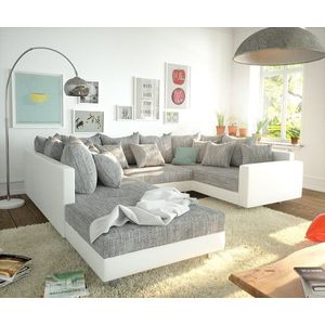 Pohovka v tvare U Clovis biela svetlosivá modulárna stolička vyobraziť