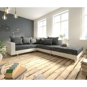 Rohová sedačka Clovis biela čierna taburet Podrúčka lenivá sedačka vyobraziť