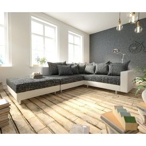 Rohová sedacia súprava Clovis biela čierna modulárna stolička vyobraziť