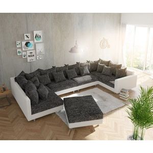 Pohovka v tvare U Clovis XL biela čierna stolička s podrúčkou vyobraziť