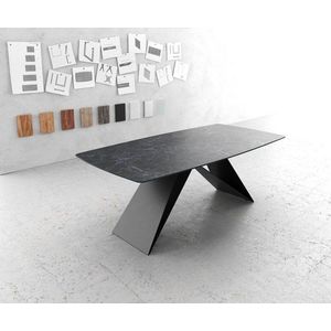 Jedálenský stôl Hrana zaoblená 200x100cm Laminam® Ceramics sivá podnož vyobraziť