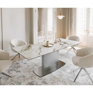 Jedálenský stôl Edge 180-220x100 keramický Calacatta Luxe biely vyobraziť