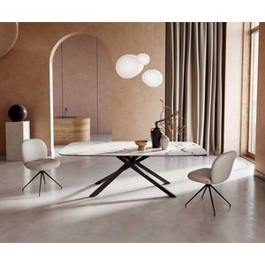 Jedálenský stôl Edge oválny 240x120 keramický Calacatta Luxe bielo vyobraziť