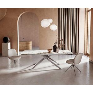 Jedálenský stôl Edge oválny 240x120 keramický Calacatta Luxe bielo vyobraziť