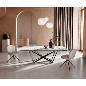 Jedálenský stôl Edge oválny 240x120 keramický Calacatta Luxe bielo vyobraziť