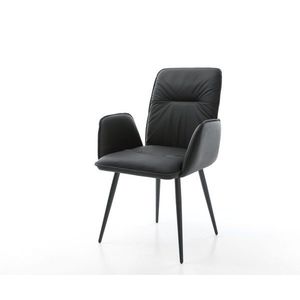 Jedálenská stolička Vinja-Flex čierna z pravej kože s kužeľovou vyobraziť