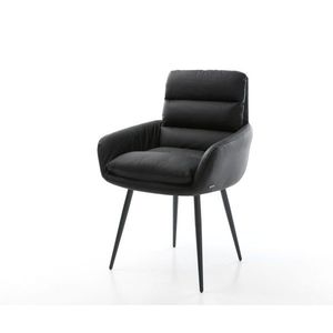 Jedálenská stolička Abelia-Flex s podrúčkami z pravej kože čierna vyobraziť