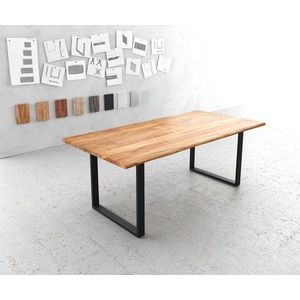 Jedálenský stôl Edge 200x100 cm prírodná akácia kov čierna vyobraziť