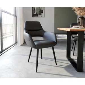 Jedálenská stolička Yago-Flex s kužeľovou podstavou čierna pravá koža vyobraziť