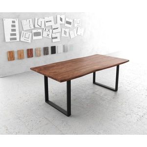 Jedálenský stôl Edge 200x100 cm akáciová hnedá kovová čierna vyobraziť