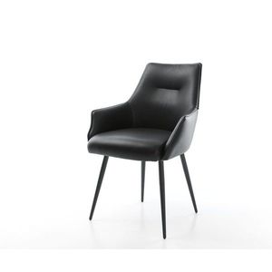 Podnož jedálenskej stoličky Alja-Flex zúžená kovová čierna pravá koža vyobraziť