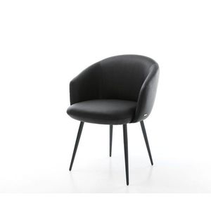 Podnož jedálenskej stoličky Caja-Flex zúžená kovová čierna pravá koža vyobraziť