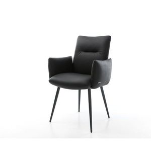 Podnož jedálenskej stoličky Jova-Flex zúžená kovová čierna pravá koža vyobraziť