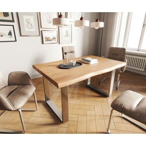 Jedálenský stôl Edge 140x90 XL akácia prírodná nerezová oceľ úzka vyobraziť