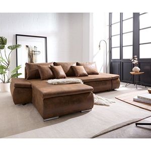 Rohová pohovka Abilene 260x175 cm hnedá dlhá variabilné kreslo vyobraziť