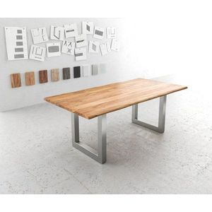 Jedálenský stôl Edge 200x100 prírodná akácia nerezová oceľ široká vyobraziť