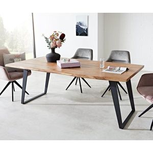 Jedálenský stôl Edge 200x100 akácia prírodná kovová šikmá podnož vyobraziť