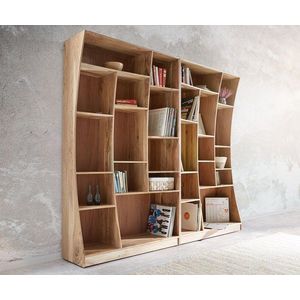 Sada 2 voľne stojacich regálov Live Edge 242 cm prírodná akácia vyobraziť