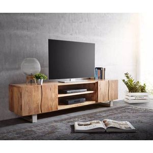 TV stolík Live Edge 200 cm prírodná akácia 4 dvierka 2 priehradky vyobraziť