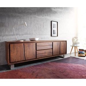 TV stolík Live Edge 200 cm akáciová hnedá 4 dvierka 2 zásuvky vyobraziť