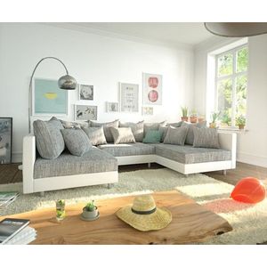 Pohovka v tvare U Clovis biela svetlosivá modulárna vyobraziť