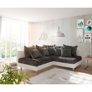 Rohová pohovka Clovis biela čierna lenivá pohovka pravá modulárna vyobraziť