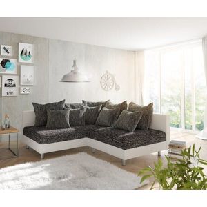 Rohová pohovka Clovis biela čierna lenivá pohovka ľavá modulárna vyobraziť