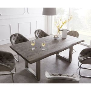 Jedálenský stôl Edge 200x100 XL Akácia platina nerezová oceľ široká vyobraziť