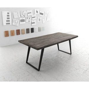 Jedálenský stôl Edge 200x100 XL akácia platina kovový uhlový vyobraziť