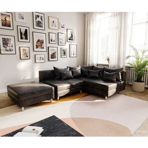 Rohová pohovka Clovis antracitová vintage modulárne kreslá lazy susan vyobraziť