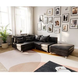 Rohová sedačka Clovis antracit vintage lenivá sedačka vľavo modulárne vyobraziť