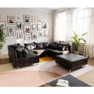 Pohovka v tvare U Clovis antracitová modulárna vintage stolička vyobraziť