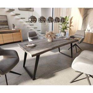 Hranatý jedálenský stôl 180x90 XL akácia platina kov uhlový vyobraziť