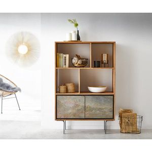 Skriňa Juwelo 88x135 cm prírodná akácia s kamennou dyhou vyobraziť