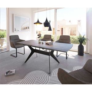 Jedálenský stôl Edona 160/200x90 cm keramický sivý kovový rozkladací vyobraziť