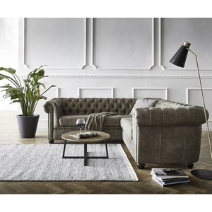 Rohová pohovka Chesterfield 209x200 cm sivá prešívaná vyobraziť