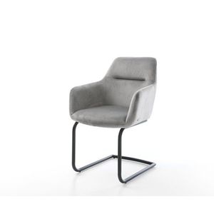 Jedálenská stolička Pejo-Flex sivá zamatová konzolová podnož okrúhla vyobraziť