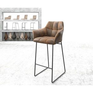 Barová stolička Yulo-Flex vintage hnedá tenká kovová základňa vyobraziť