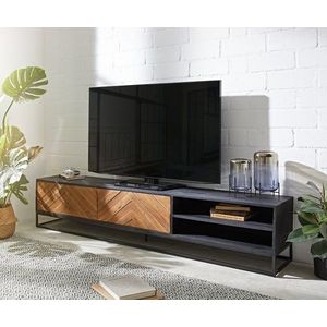 TV stolík Famke 200 cm mango teak 2 dvierka 2 priehradky vyobraziť