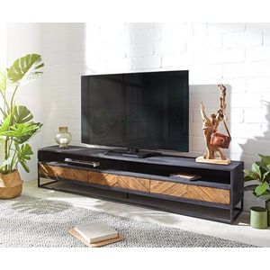 TV stolík Famke 200 cm mango teak 2 priehradky 3 zásuvky vyobraziť