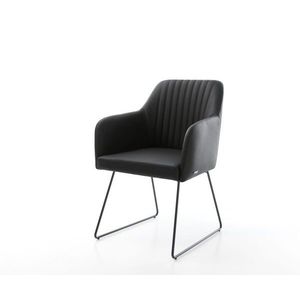 Jedálenská stolička Greg-Flex čierna z pravej kože s tenkou základňou vyobraziť